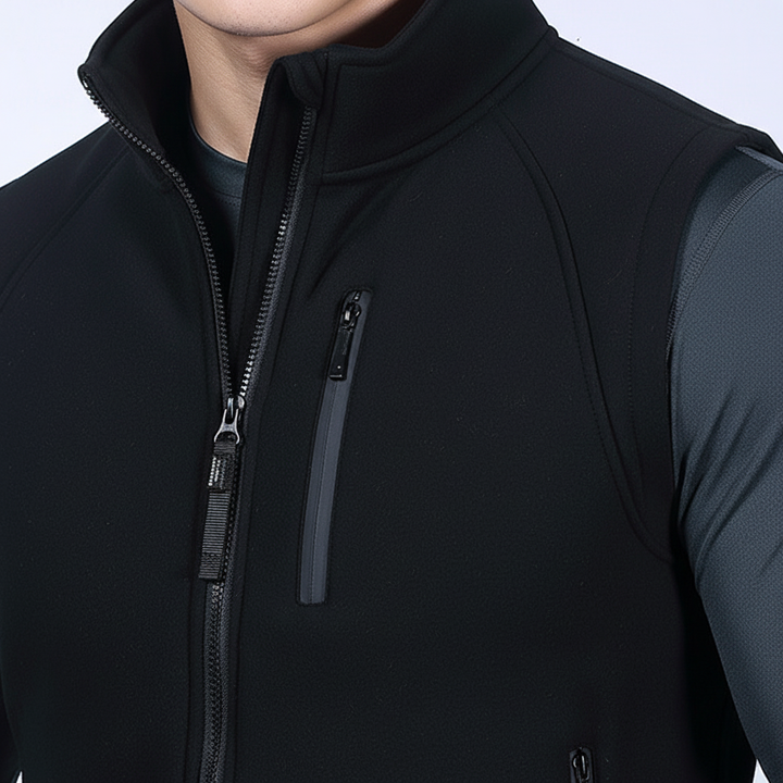 Casual men's sleeveless jacket with soft fleece lining, great for everyday wear or light workouts.