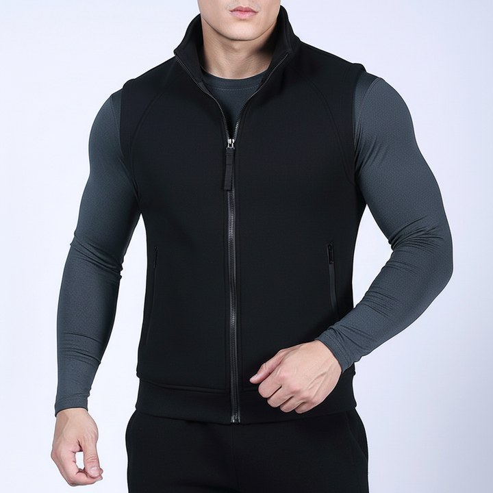Stylish men's warm vest for layering, featuring a cozy fleece lining, suitable for casual & active use.