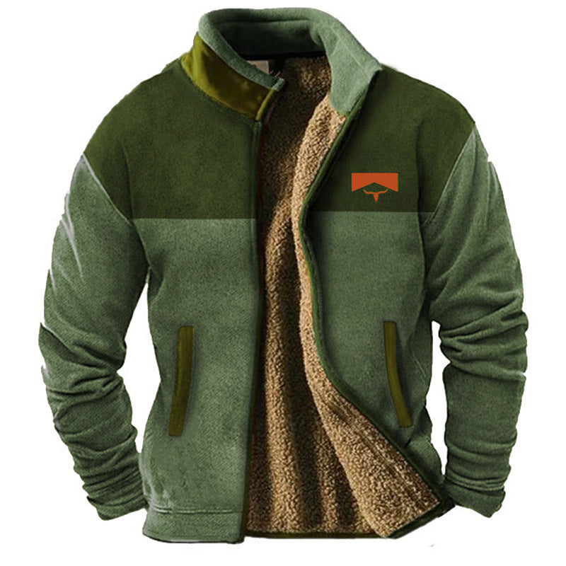 Men's warm outdoor jacket with full zip, perfect for winter adventures & everyday comfort. Durable casual outerwear.