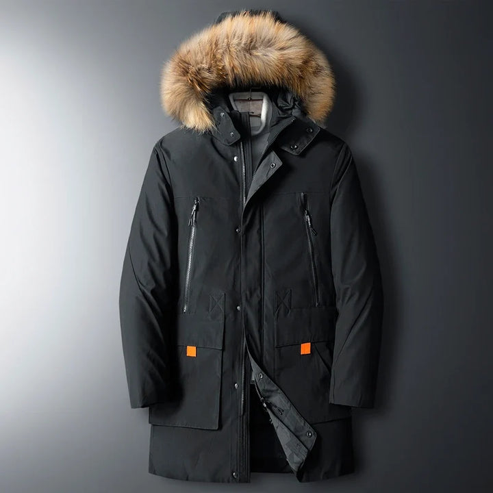 Men's warm winter parka jacket, insulated for ultimate cold protection. Ideal for outdoor adventures & everyday wear.