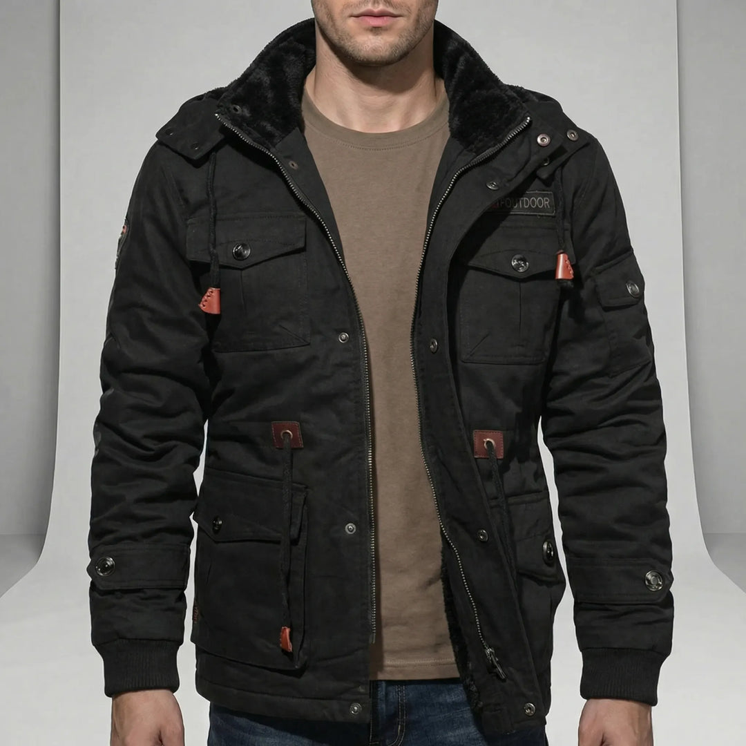 Full view of the Men's George Everyday Parka, a water-repellent and windproof winter coat for urban style & comfort.