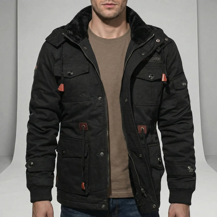 Full view of the Men's George Everyday Parka, a water-repellent and windproof winter coat for urban style & comfort.