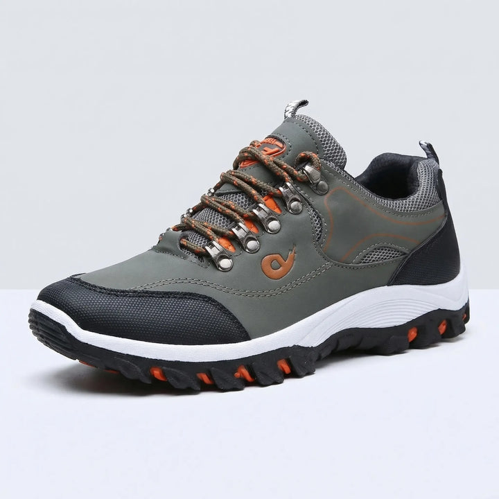 Comfortable men's low-cut waterproof hiking shoes, perfect for all-weather trail running & walking.