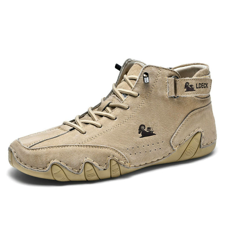 All-weather men's waterproof walking shoes with superior traction for outdoor comfort & foot health.