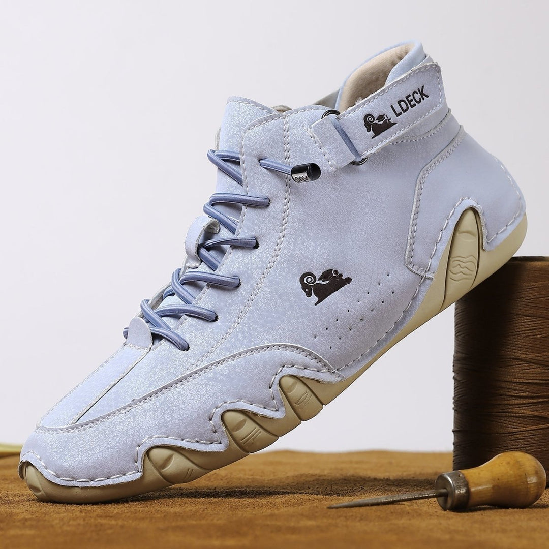 Supportive men's orthopedic walking shoes promoting foot health, with waterproof and breathable design.
