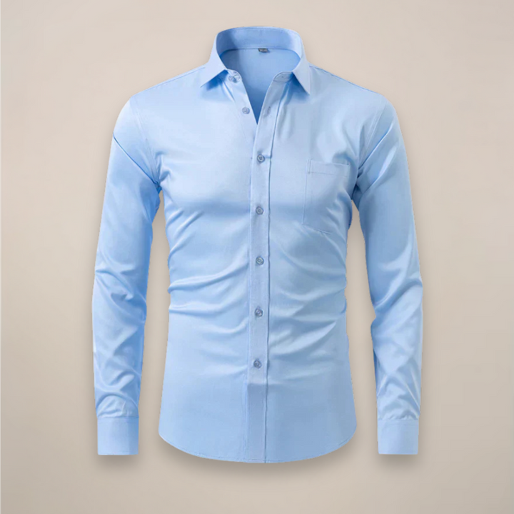 Men's formal long-sleeve top, wrinkle-free, ensures a refined look without effort.