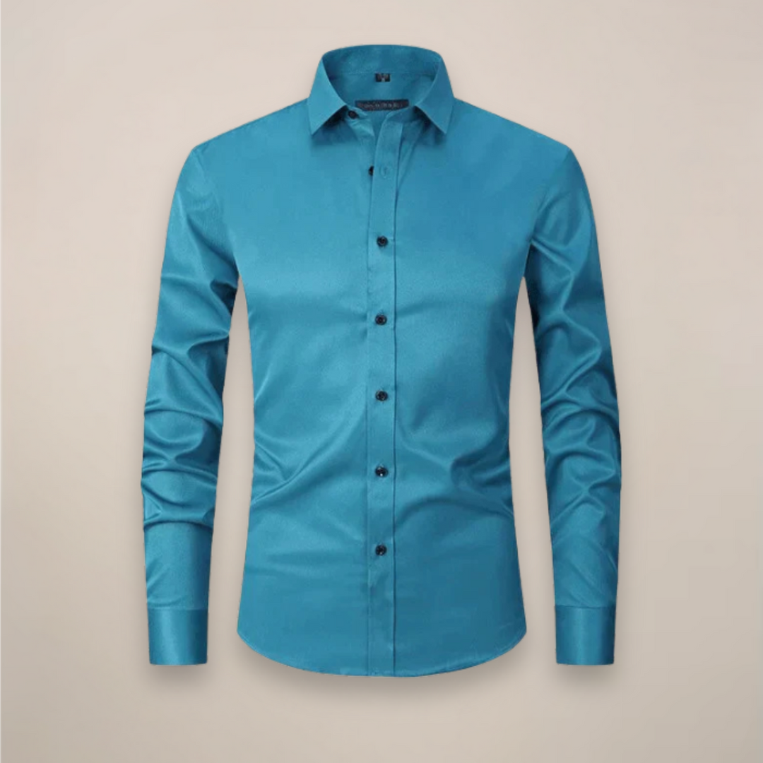 Polished men's long-sleeve shirt, wrinkle-free, perfect for work, meetings, or events.