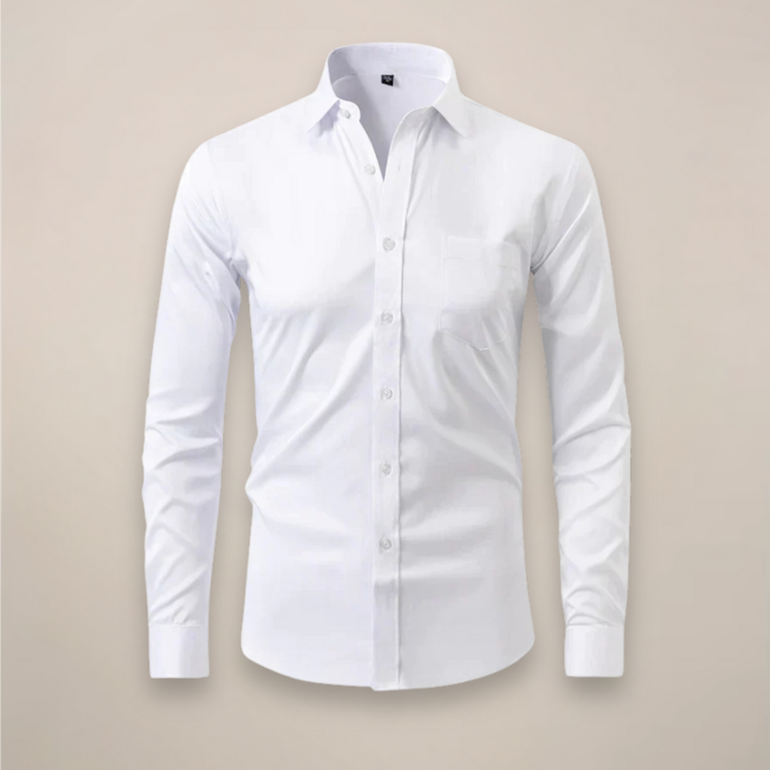 Effortless men's long-sleeve button-up shirt, wrinkle-free fabric for everyday fashion.