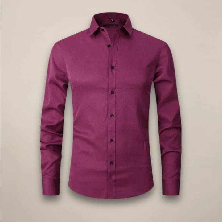 Men's wrinkle-free long-sleeve casual shirt, classic fit, for a neat yet relaxed appearance.