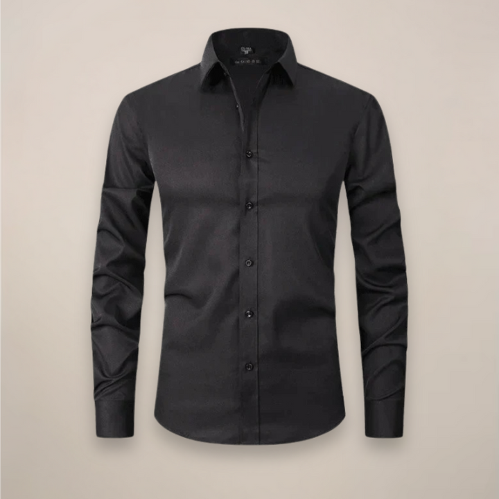 Casual men's long-sleeve top, wrinkle-free, comfortable classic fit for daily wear.