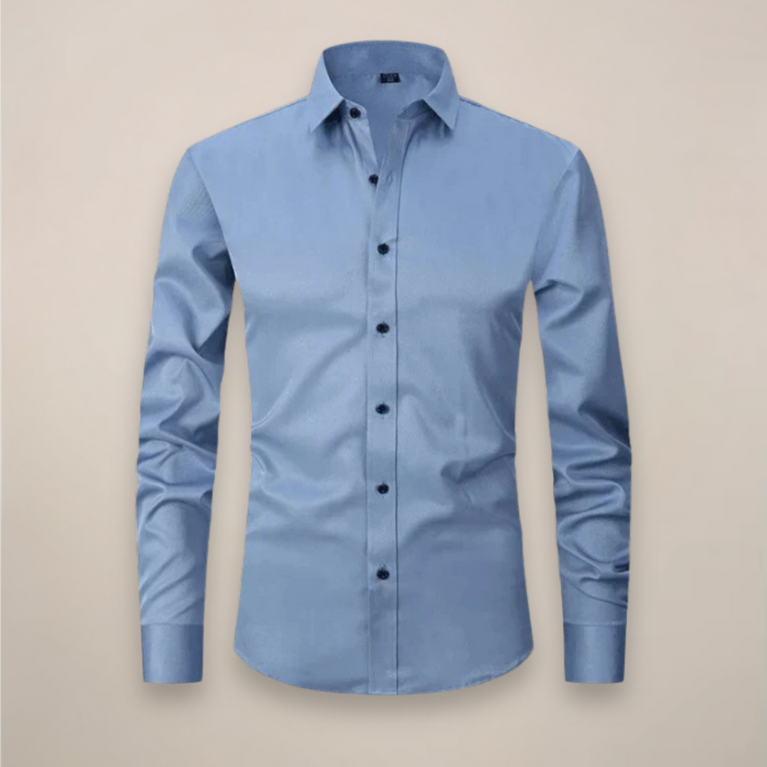 Premium men's long-sleeve dress shirt, wrinkle-free, perfect for a crisp formal outfit.