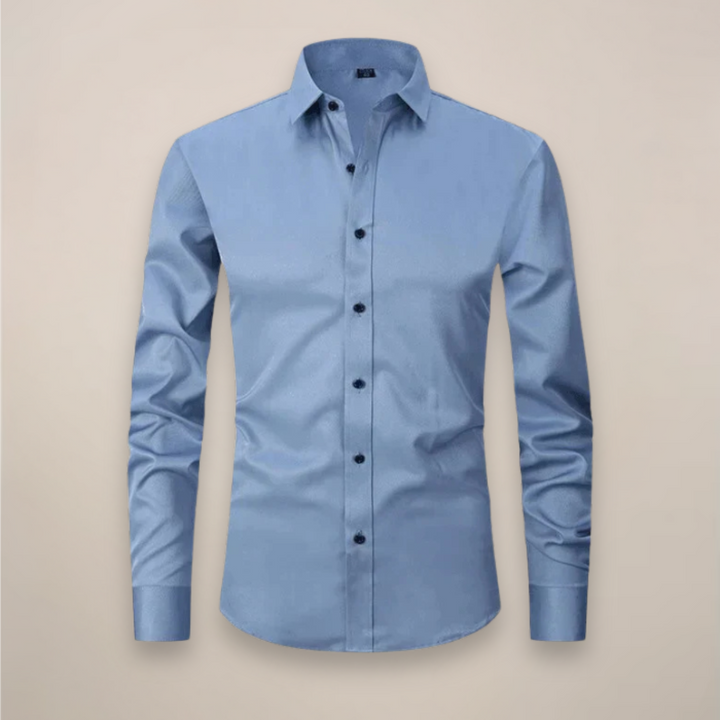 Premium men's long-sleeve dress shirt, wrinkle-free, perfect for a crisp formal outfit.