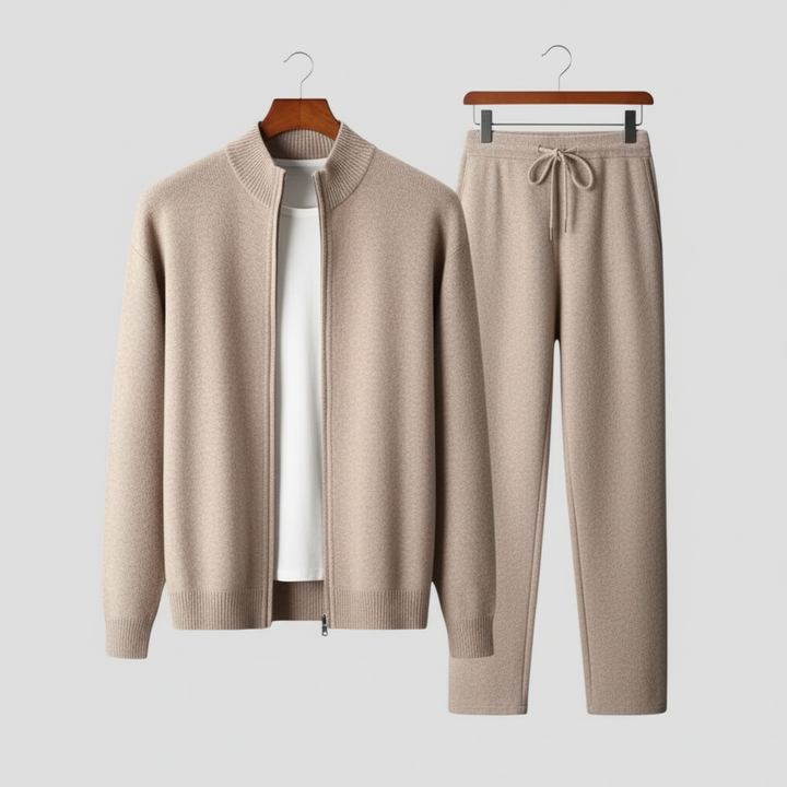 Men's zip-up lounge set: sweater & drawstring pants. Ultimate comfort for casual wear & home.