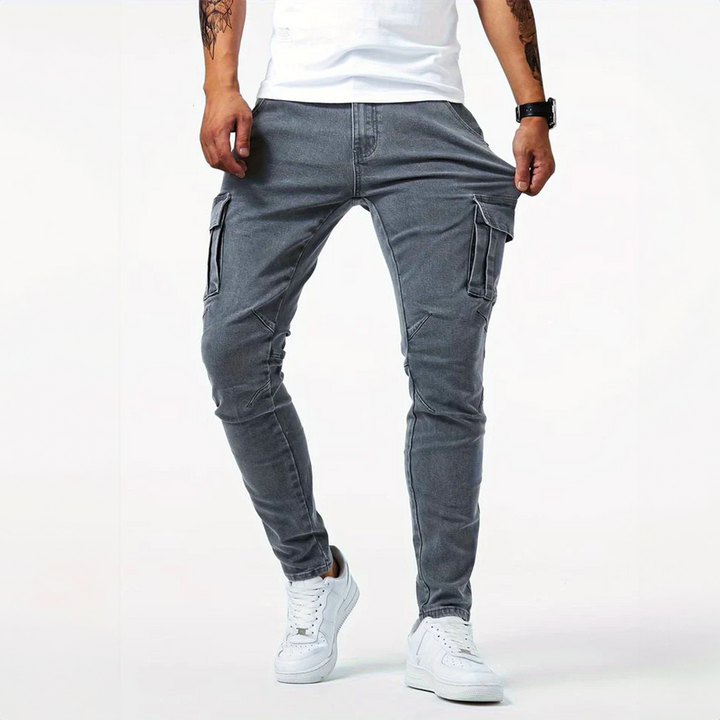 Comfortable men's slim fit cargo pants, perfect for casual wear & versatile styling.