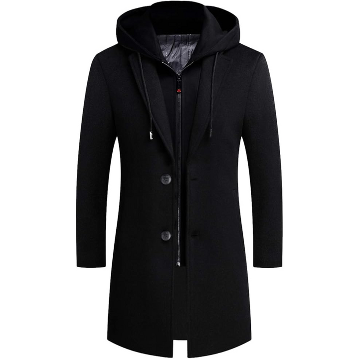 Men's sophisticated winter trench coat, ideal classic outerwear for stylish cold weather.