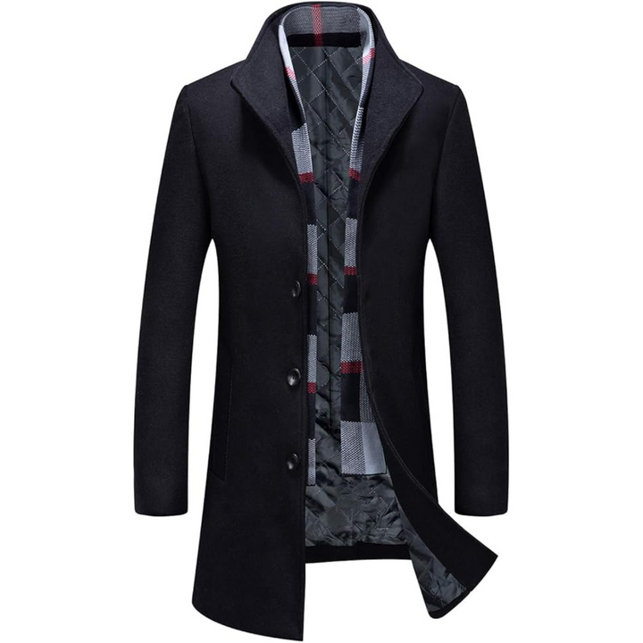 Men's classic wool-blend trench coat, perfect for stylish winter outerwear.