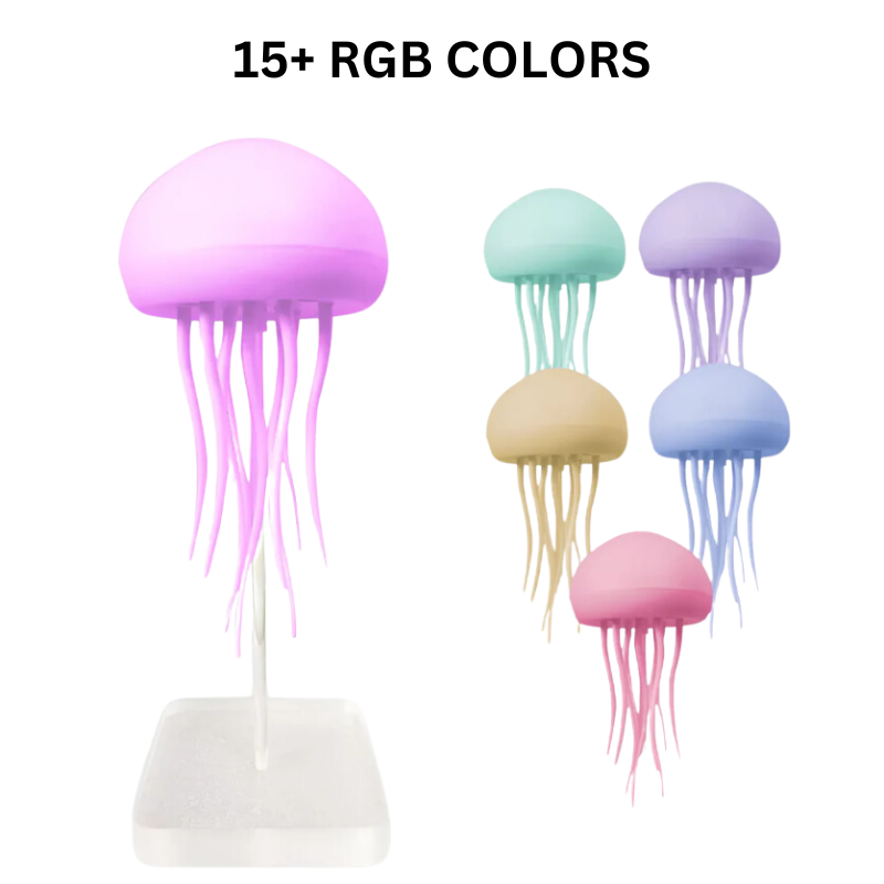 Elegant color-changing jellyfish lamp, a soothing LED ambient light for home decor & relaxation.