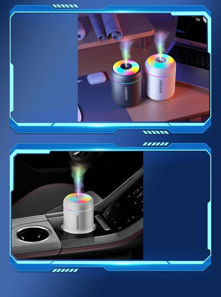 USB powered portable humidifier & aroma diffuser. Enhance your car or office environment.