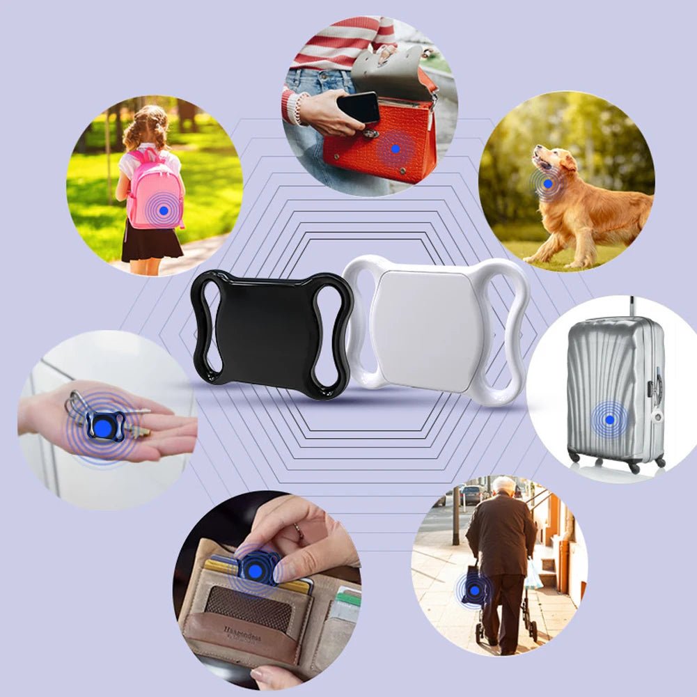 Pet safety device: Mini Bluetooth GPS tracker and adjustable collar for dog and cat location