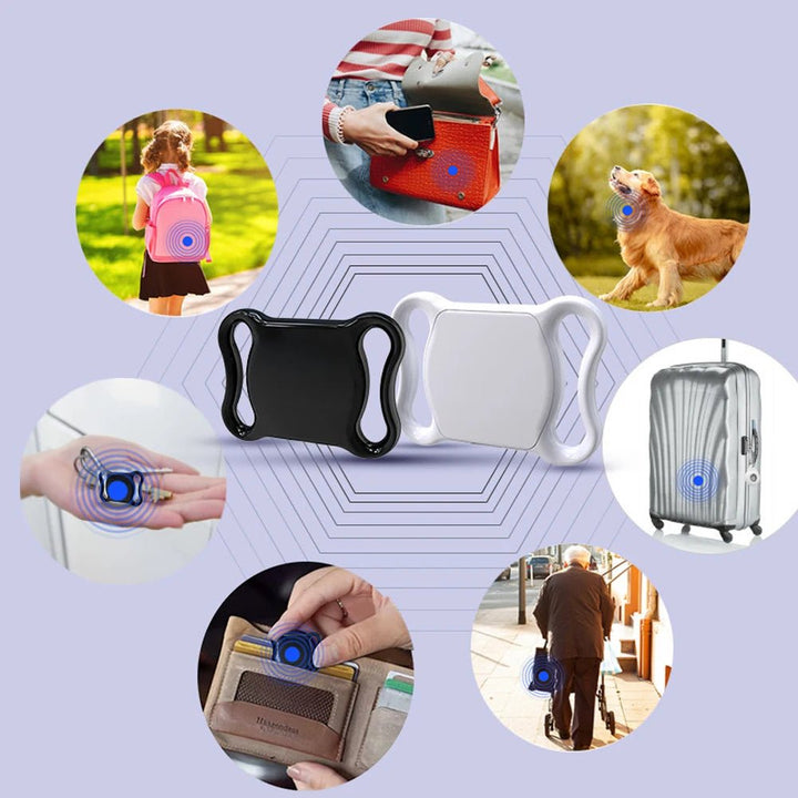 Pet safety device: Mini Bluetooth GPS tracker and adjustable collar for dog and cat location