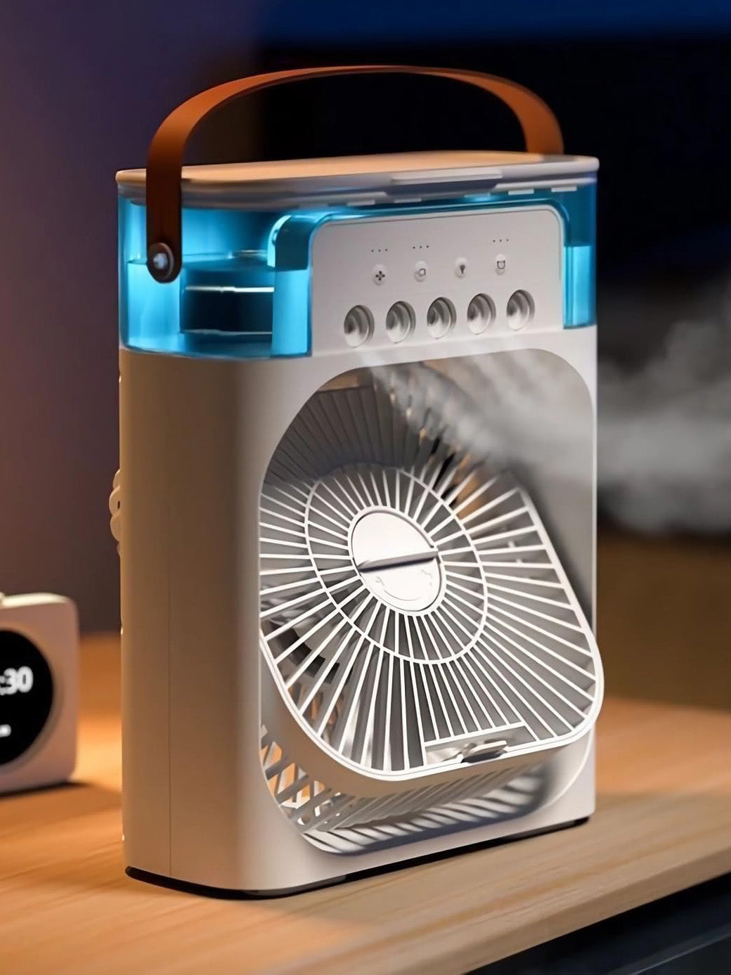 Mini ice misting portable air cooler fan for personal cooling in home office