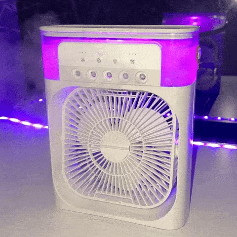 Personal misting fan offers refreshing cool air, ideal for hot summer days