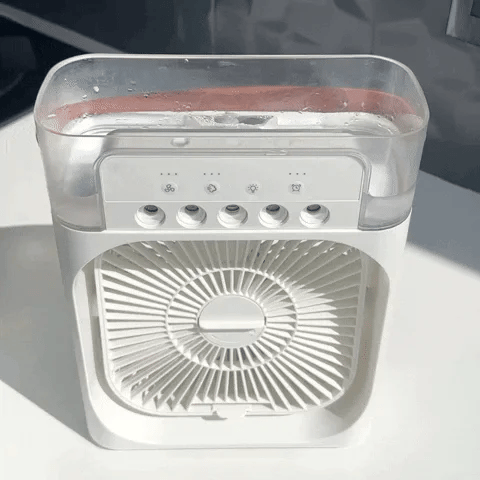 Quiet ice misting fan provides efficient cooling for home office environments
