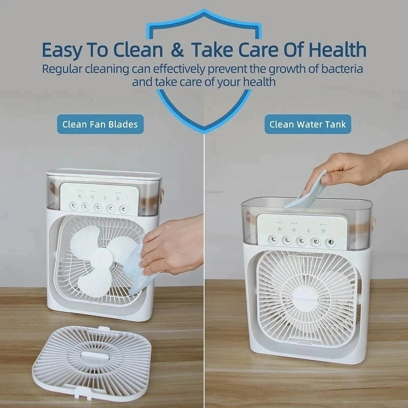 Desktop portable air cooler with mist function, a summer essential for comfort