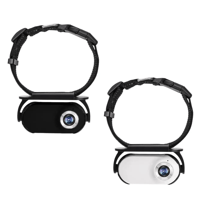 Compact pet camera for collars, featuring a wide-angle lens to monitor cat activities and adventures.
