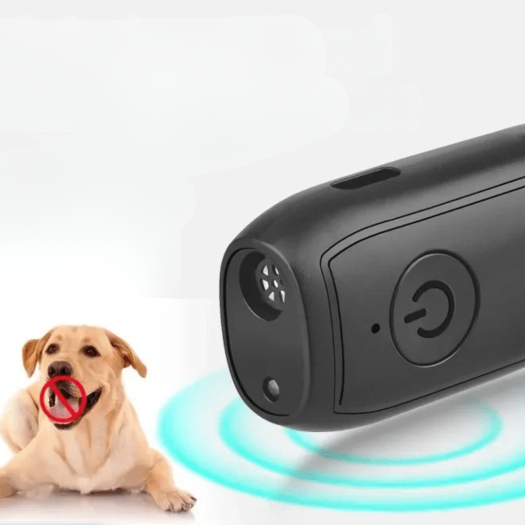 Compact anti-bark device, a rechargeable ultrasonic dog trainer for quiet pet care and better dog behavior.