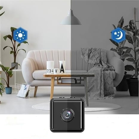 Compact mini wireless 1080p security camera for discreet smart home surveillance with Wi-Fi connectivity.