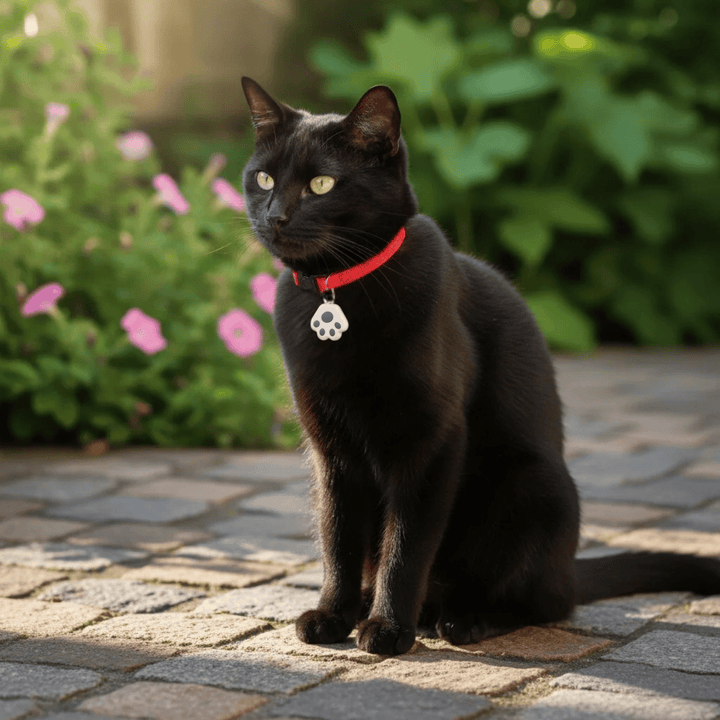Bluetooth pet tracker attached to a dog collar, ideal for anti-lost and pet safety.