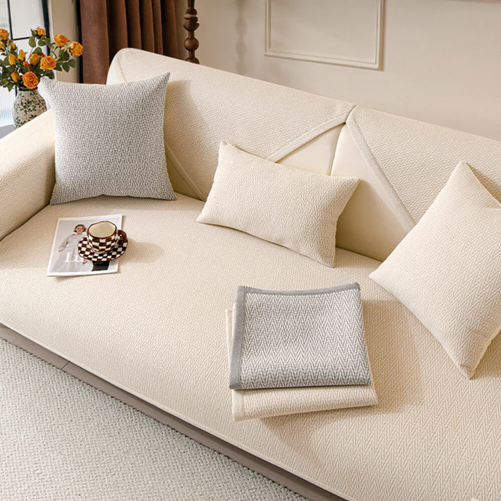 Pet-friendly minimalist sofa throw in neutral tone, anti-slip for furniture protection