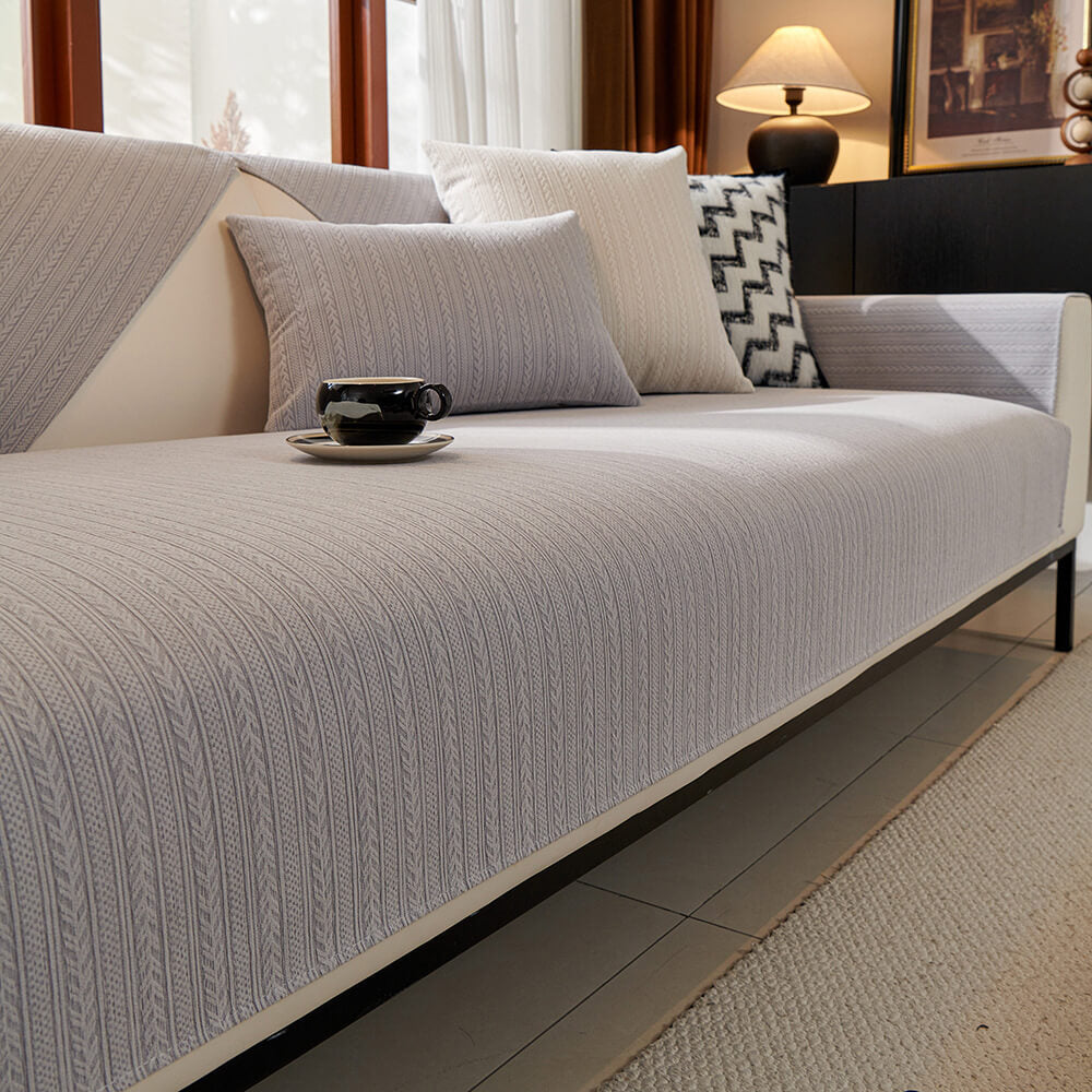 High-quality chenille sectional cover, wheat stripe design, soft and non-slip for comfort and stability.