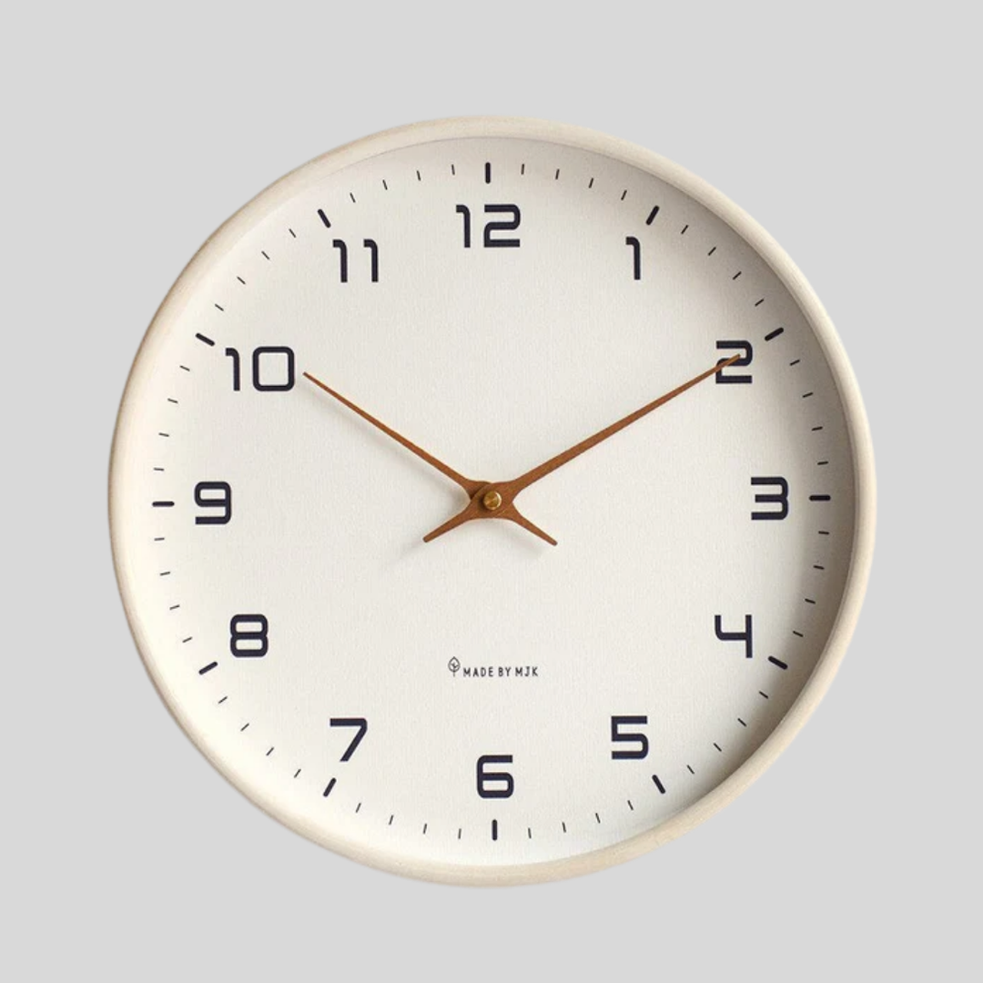 Modern minimalist wall clock with quiet movement & Scandinavian design. Ideal wooden decor for contemporary living spaces.