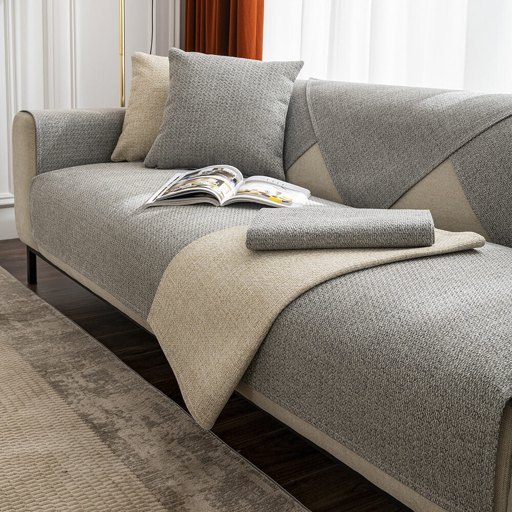 Soft breathable solid brown couch cover, a pet friendly and washable option for living room sofas.