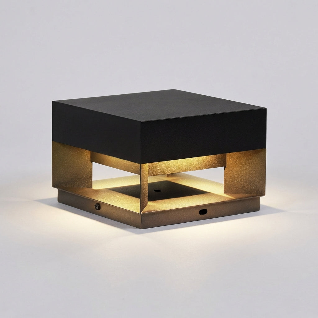 Sleek LumaBloc minimalist square outdoor wall lamp, perfect for modern garden lighting & home exteriors.