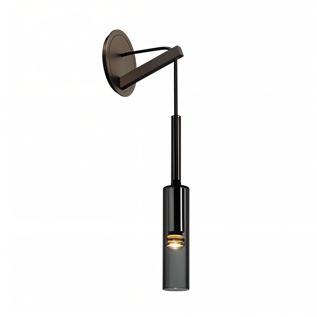 Stylish space-saving wall lamp with a striking smoke glass shade, bringing a modern vibe to home lighting.