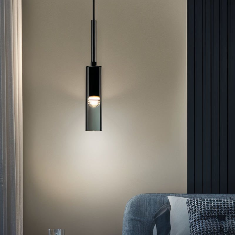 Stylish copper finish metal wall lamp featuring chic smoke glass diffuser for contemporary interiors.