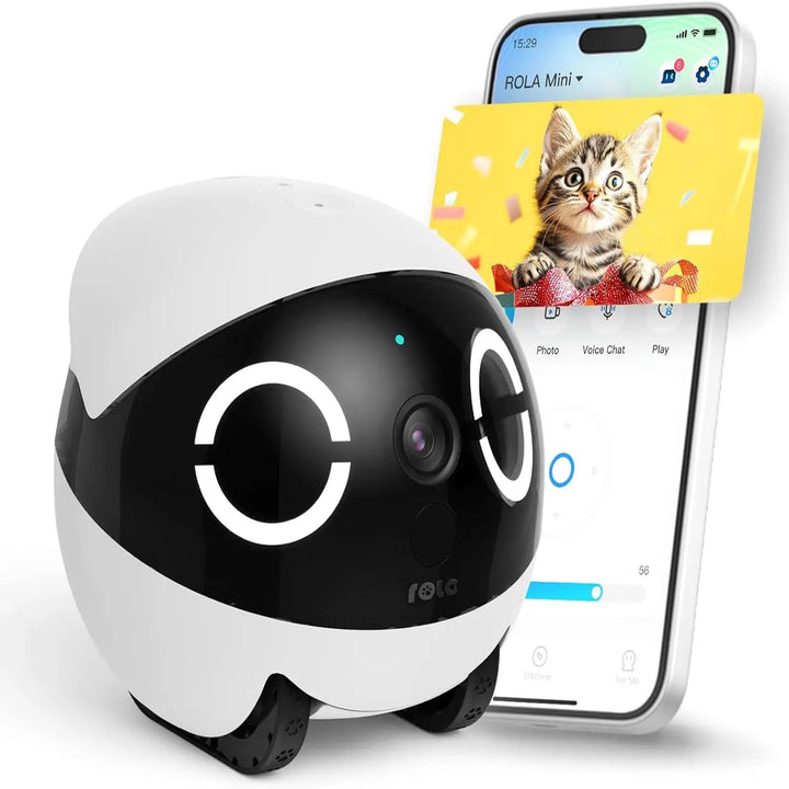 Mobile 2K HD pet camera robot with two-way communication and night vision for home surveillance