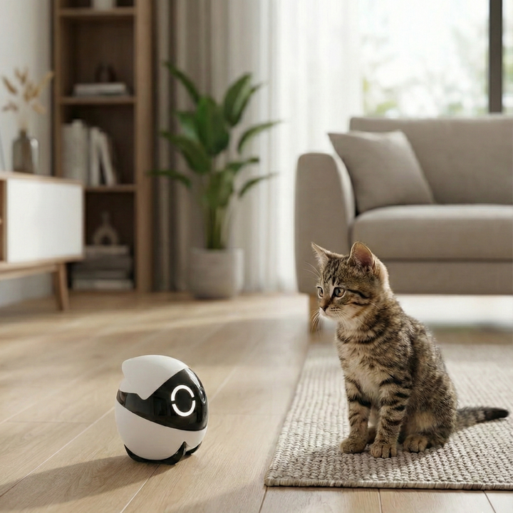 Intelligent pet monitor robot with 2K HD video, mobile control, and two-way audio for pet tech