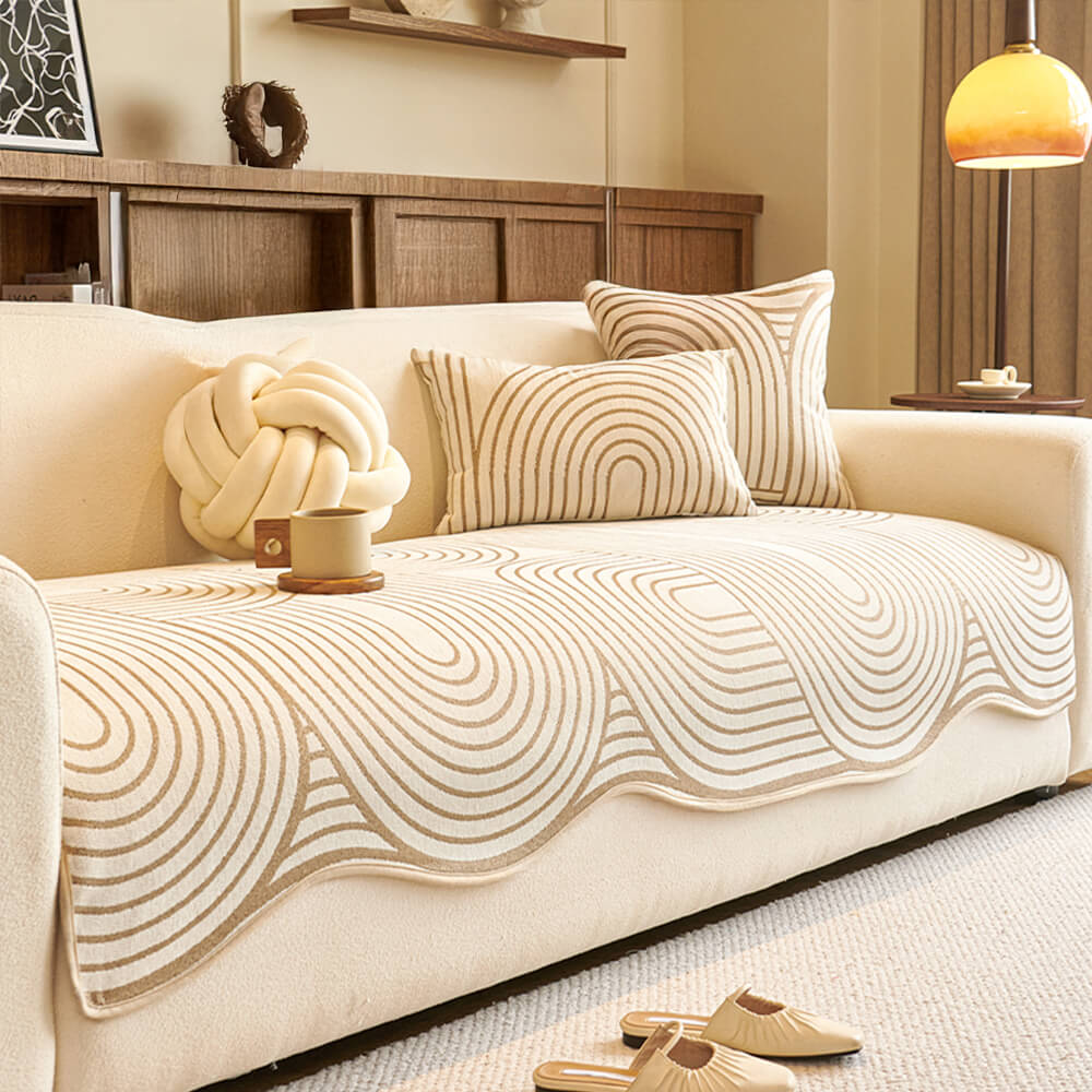 Durable chenille couch cover with an irregular abstract design, perfect for high-traffic areas.