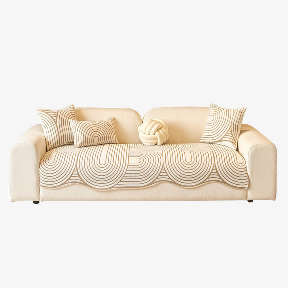 Contemporary abstract chenille sofa protector, providing both style and practicality for any couch.