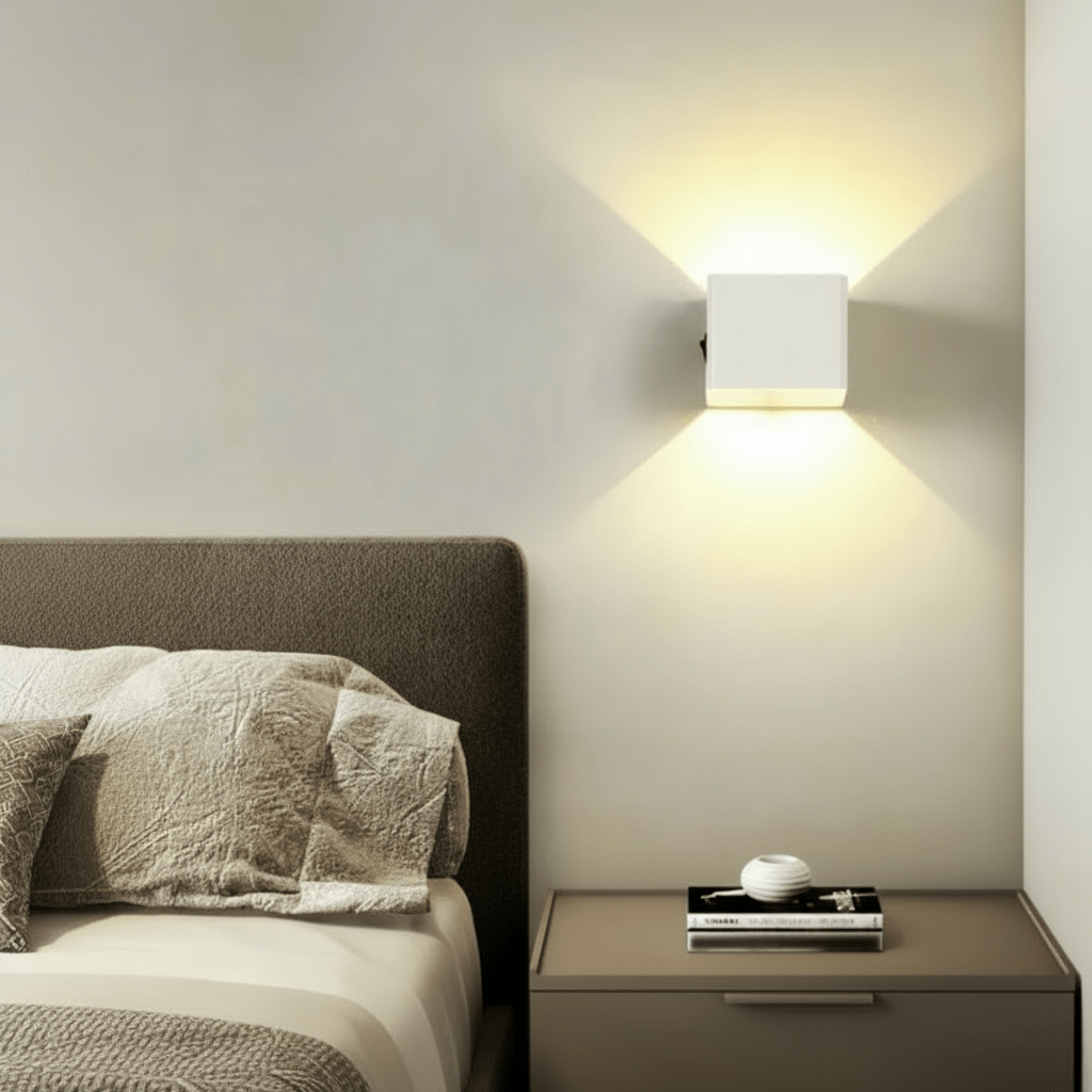 Sleek wireless LED wall light, USB rechargeable & easy to install. Provides modern, adjustable ambient lighting.