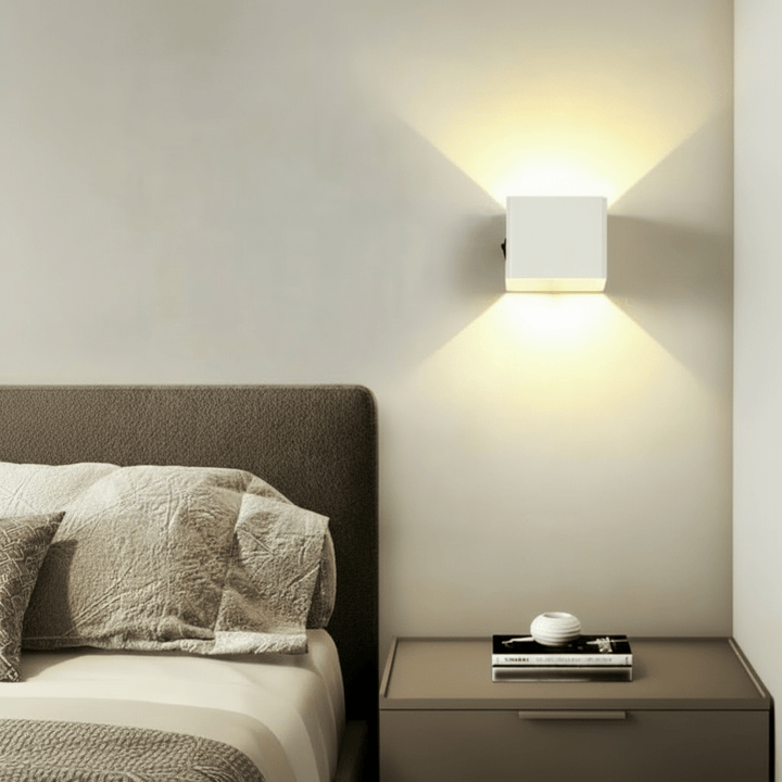 Sleek wireless LED wall light, USB rechargeable & easy to install. Provides modern, adjustable ambient lighting.