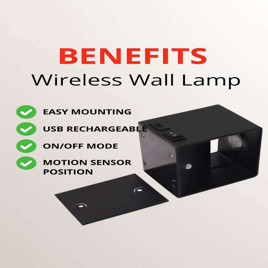 Wireless LED wall sconce providing adjustable light in a modern bedroom, perfect for reading & ambient glow.