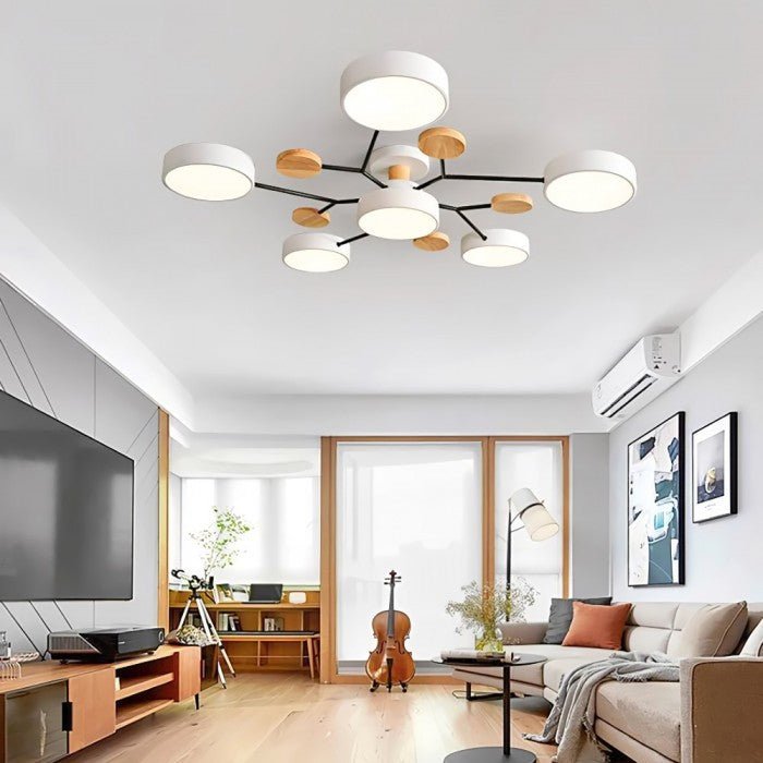 Scandinavian-inspired branching LED ceiling light, modern and energy-efficient Nordic design.