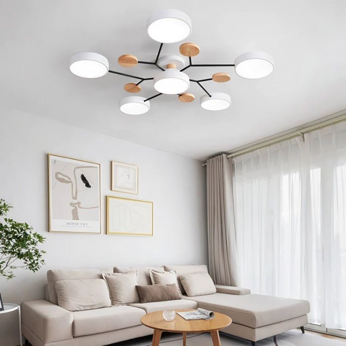 Modern branching LED ceiling light, Nordic design, ideal for contemporary living rooms and dining areas.