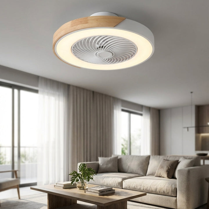 Modern Breezora silent LED ceiling fan with remote, integrated light, perfect for contemporary home decor.