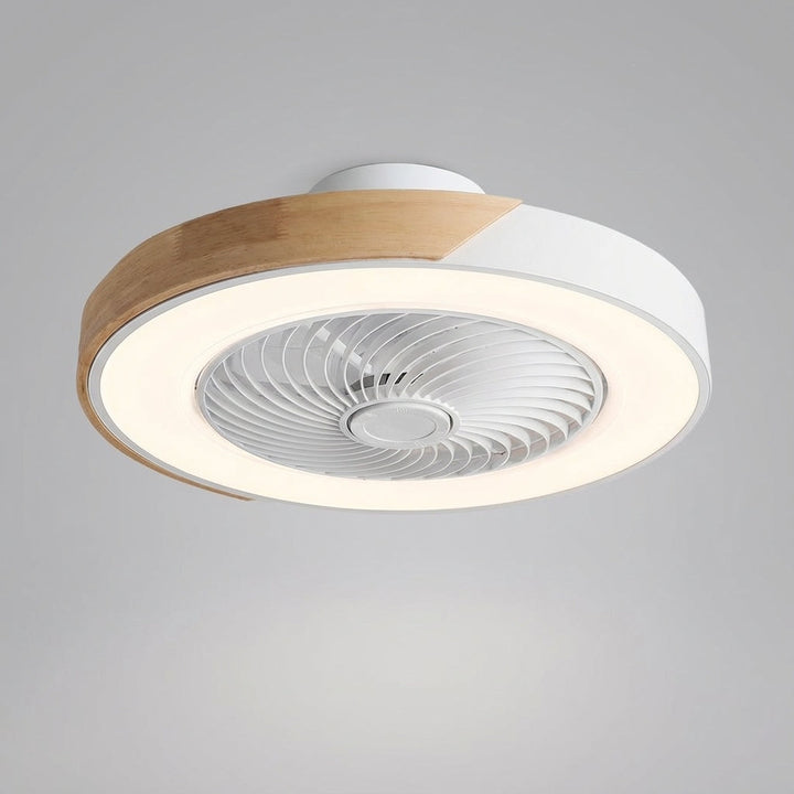 Chic Breezora silent LED ceiling fan light, remote controlled, enhances modern home decor & comfort.